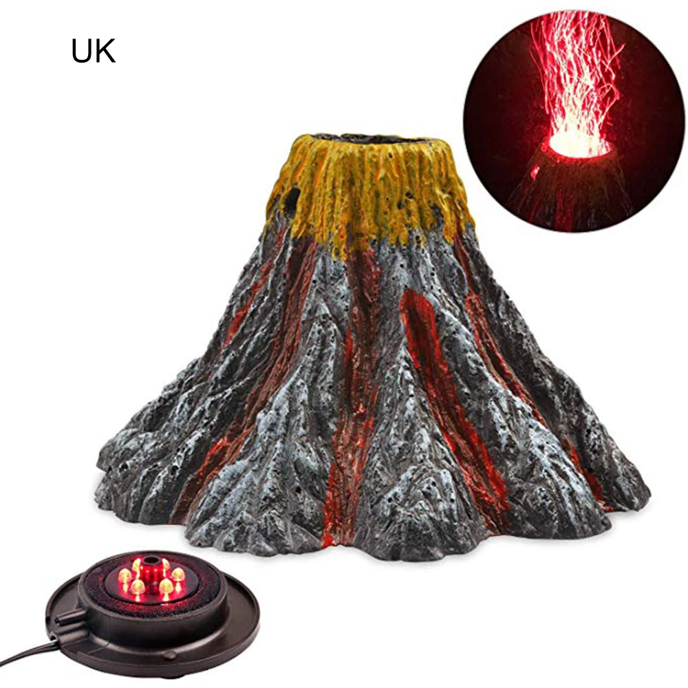 Вулкан для аквариума комплект орнаментов воздушный пузырек украшения для аквариума с светодиодный светильник