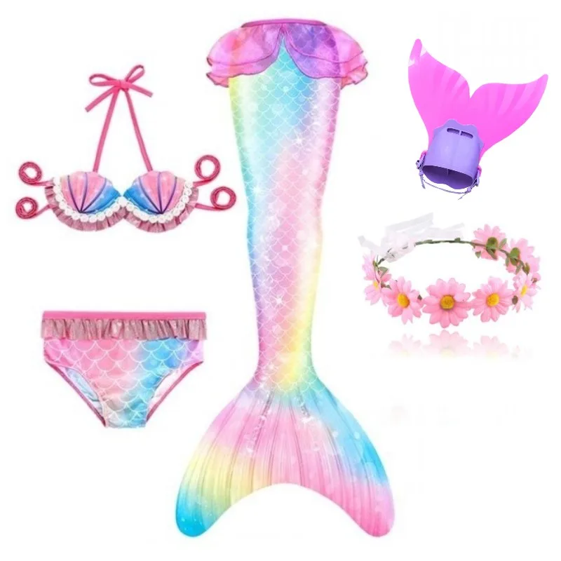 children's clothing sets high quality Kids Swimmable Mermaid Tail for Girls Swimming Bating Suit Mermaid Costume Swimsuit can add Monofin Fin Goggle with Garland children's clothing sets expensive Clothing Sets