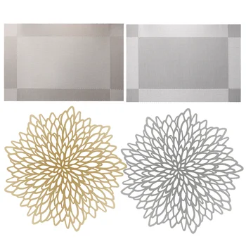 

Placemats Set of 6 Table Runner PVC Placemat Non-Slip Washable Mats Heat Resistant Kitchen Tablemats for Dining Table