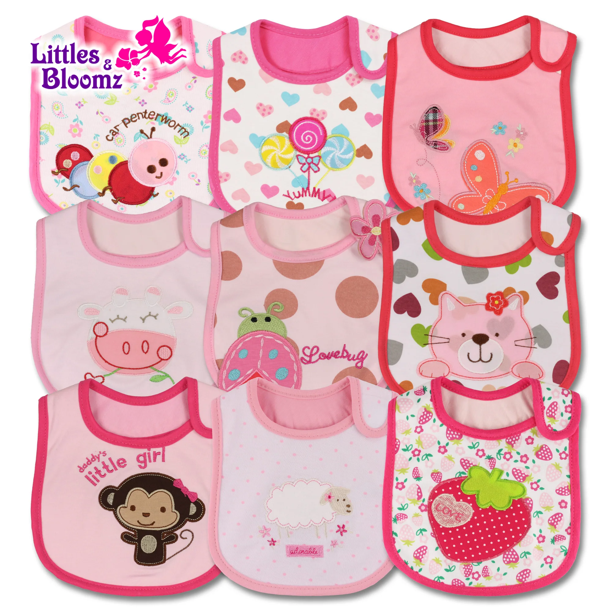 9pcssetBabyGirlBoyFeedingBibsWaterproofApronCartoonTowelKids
