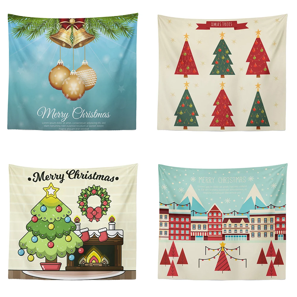 

Christmas Tapestry Red Wall Hanging Curtain Beach Towel Christmas Party Tapestries Home Decoration Accessories