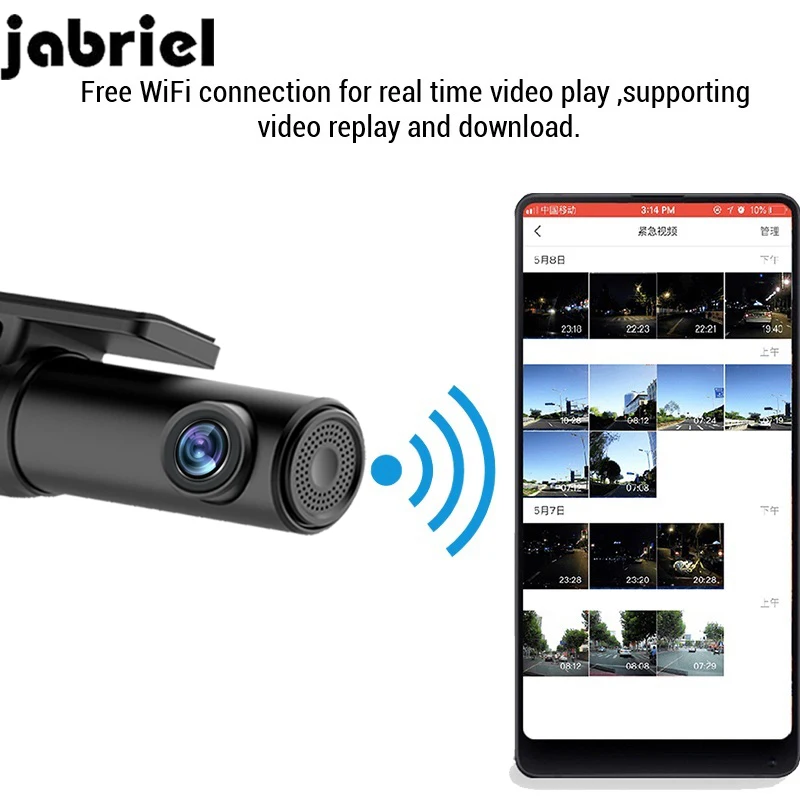 Jabriel Скрытая видеорегистратор Wifi Автомобильный 1080P HD камера ночного видения авто
