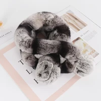 New Style Women Winter Knitted Real Rex Rabbit Fur Scarf Natural Warm Rex Rabbit Fur Scarves Lady Quality 100% Real Fur Muffler 2