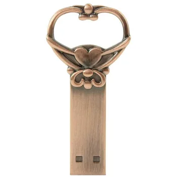

32GB USB 2.0 Flash Drive, Retro Metal Love Knot Key Shaped Thumb Drive,USB Pen Drive Pure Copper USB Flash Drive Key