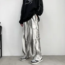 

Spring and Autumn New Style Tie-dye Casual Pants Men's Loose Straight Wide-leg Jogging Pants Men's Streetwear Спортивные штаны