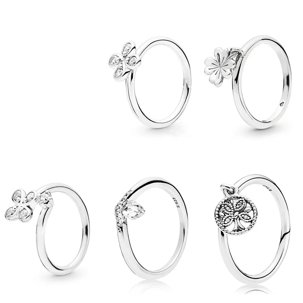 

2019 NEW 100% 925 Sterling Silver Spring Flower Trees Vintage Charming Ring Fit European Style Original Fashion Jewelry Gift