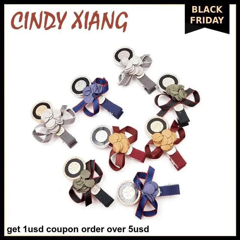 

Cloth Flower Bow Hairpins Fashion Rhinestone Hair Pin Kids Girl Women Head-wear Accessories Elegant Summer Jewelry 8 Colors Gift