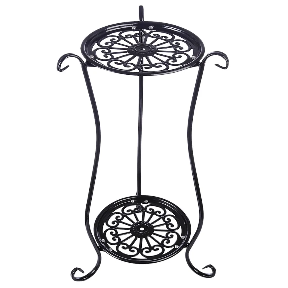 Dual-Layer Iron Art Pergola for Bonsai Pot Balcony Plant Pot Stand Simple Indoor Outdoor Gardenpot Base Holder Shlef Garden