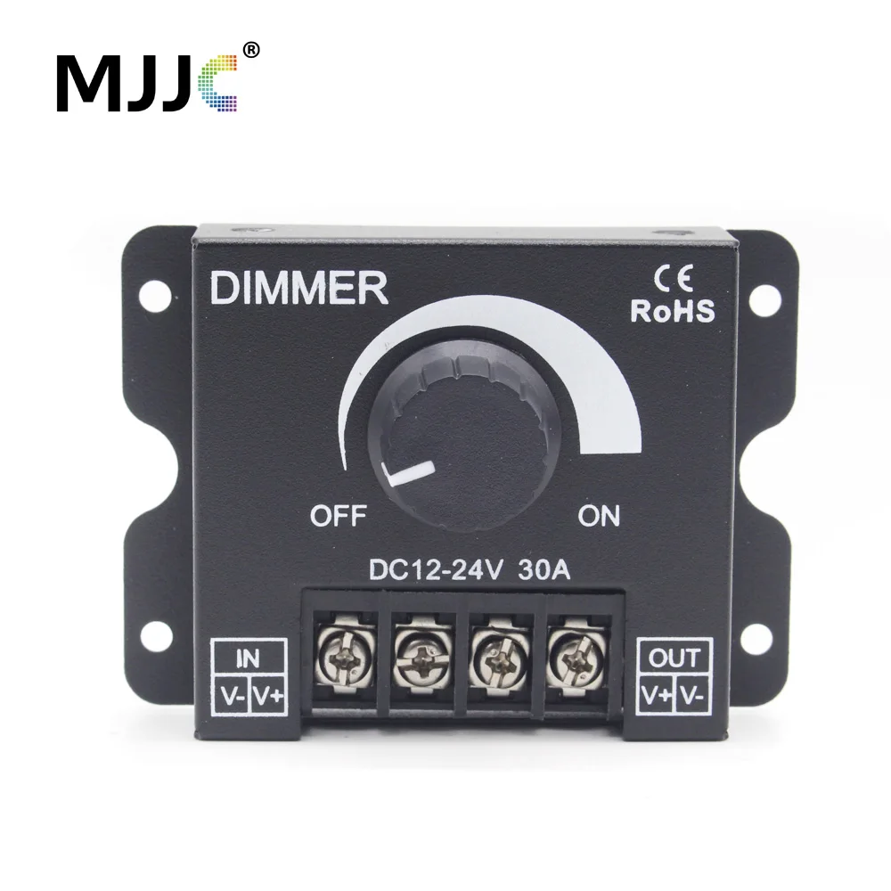 

Knob LED Dimmer 12V 24V DC 30A 360W Rotating Controller Adjustable Brightness Single Color LED Strip Light Dimmer Switch