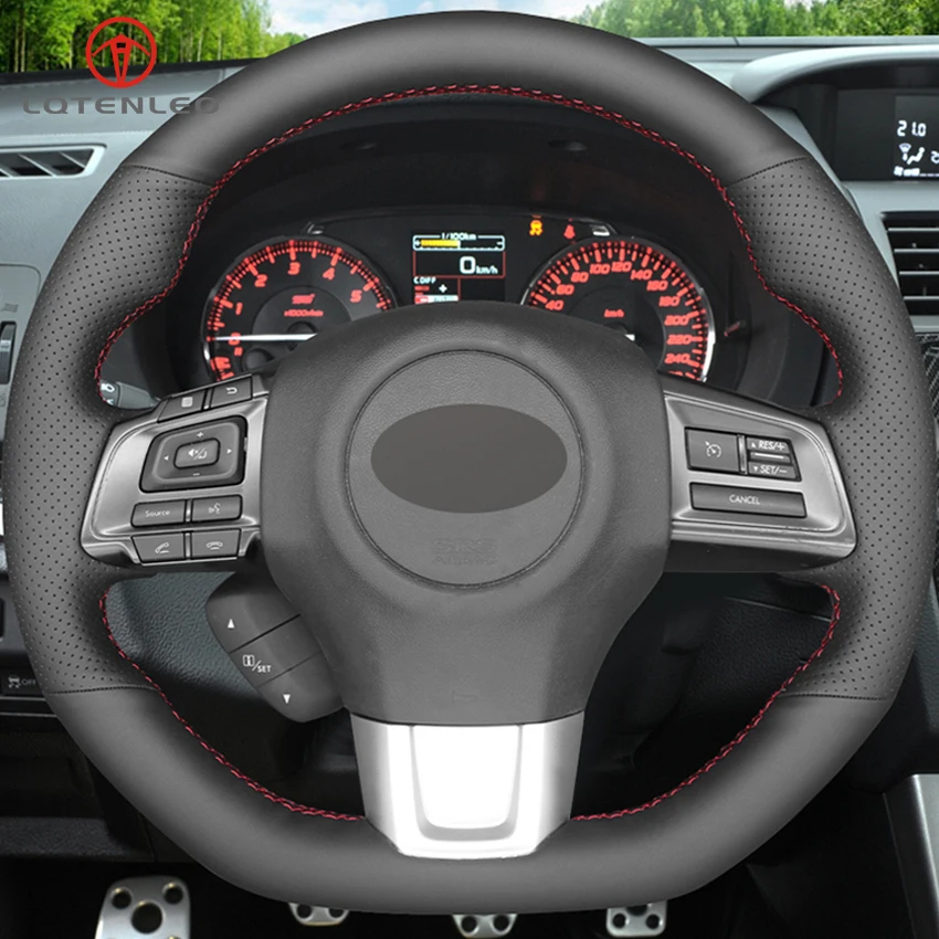LQTENLEO черная искусственная кожа DIY Ручная сшитая крышка рулевого колеса автомобиля для Subaru WRX(STI)- Levorg