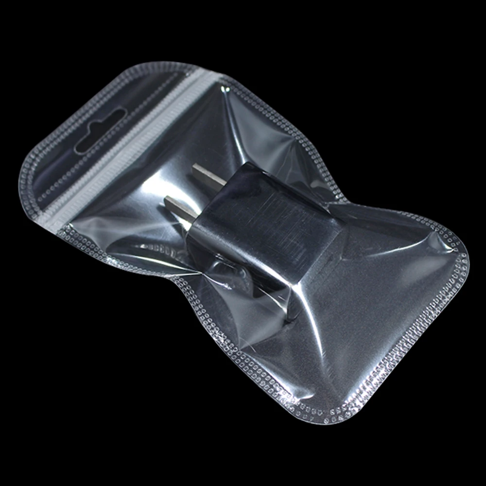 

7x11cm Clear Plastic Zip Lock Package Bag Hang Hole Sundries Electronics Accessories Storage Pouches Kraft Paper Packaging Bags
