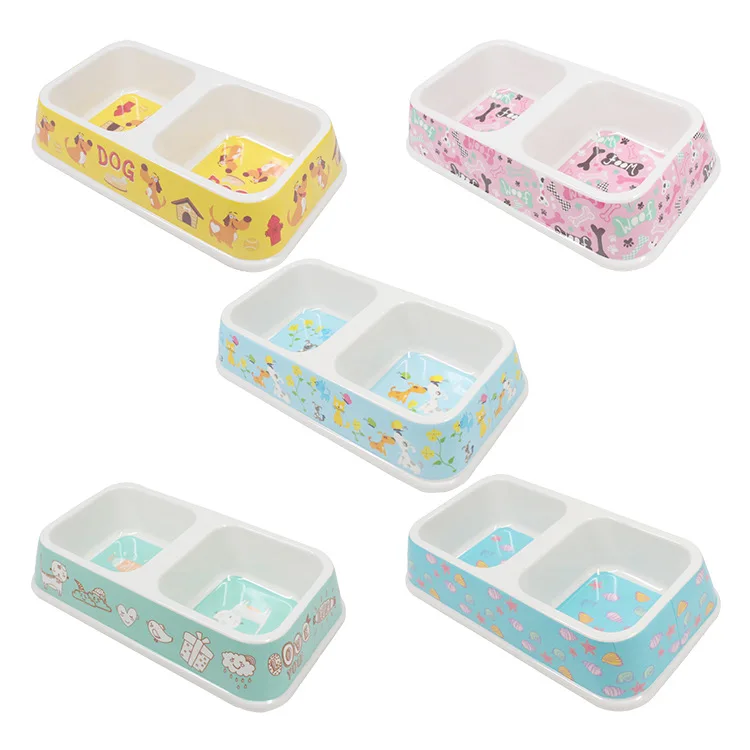 

Peto Dual-Port Square Melamine Pet Bowl L No. Cat And Dog Pet Tableware Bowl Anti-Knock over Rice Basin Pet Tableware Set