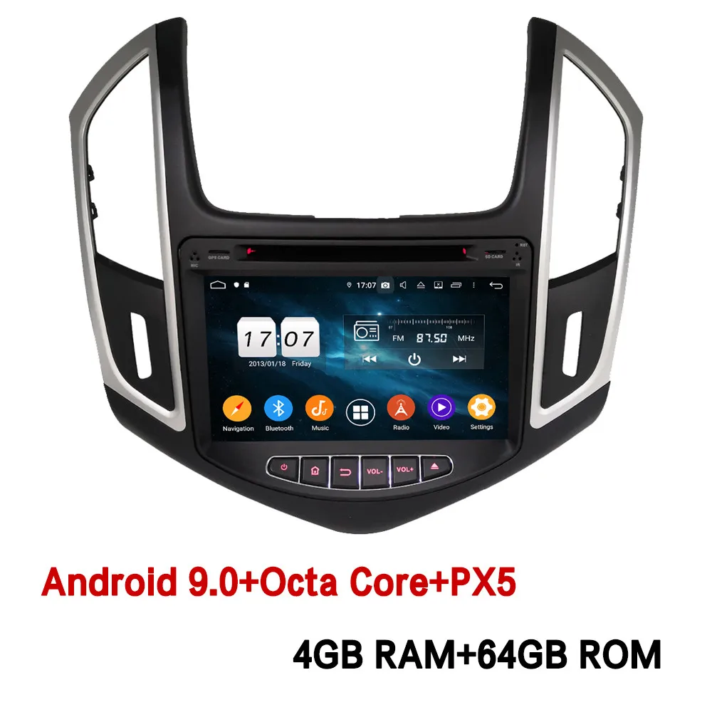 Klyde ips 4G Android 9,0 Восьмиядерный 4 Гб ОЗУ 64 Гб ПЗУ DSP BT автомобильный dvd-плеер Радио Стерео gps ГЛОНАСС для Chevrolet Cruze 2013 - Цвет: 4GB RAM x 64GB ROM