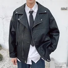 Мужская свободная бейсбольная верхняя одежда из искусственной кожи, пальто, Тренч, куртка-бомбер, меховое пальто, локомотив, хип-хоп, приталенная кожаная куртка