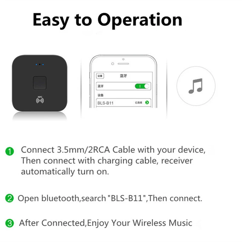 3.5mm AUX NFC Bluetooth 5.0 Receiver RCA Jack Hifi Wireless Adapter Auto On/OFF Bluetooth 5.0 4.2 Car Audio Receiver