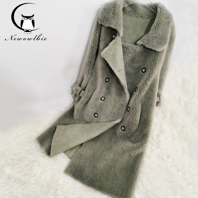

2019 New Fashion Women's Teddy Lazy Wind Jacket in Winter Long Real Wool Overcoat in Autumn and Winter women coat