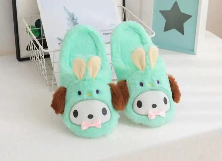 1 пара изысканных плюшевых тапочек с персонажами из мультфильмов my Melody Pudding Cinnamoroll Dog теплые меховые домашние шлепанцы мягкие подарок плюшевая игрушка - Цвет: 5