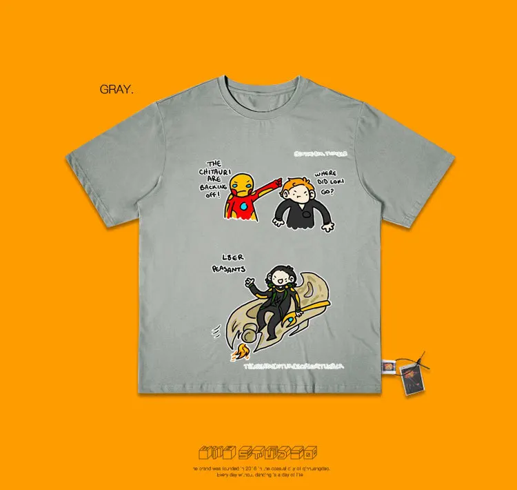 Wang You Disease Studio Hong Kong Flavor Chia Wind Hand Doodle футболка для мужчин и женщин Boyfriend Wind Tee