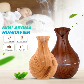 

130ML Air Humidifier Essential Oil wood grain Aromatherapy diffusers Aroma purifier Mist Maker led light for Home