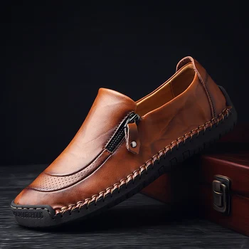 

2020 Genuine Leather Men Casual Shoes Fashion Mens Loafers Moccasins Handmade High Quality Slip-on Driving Shoes Plus Size 38-48
