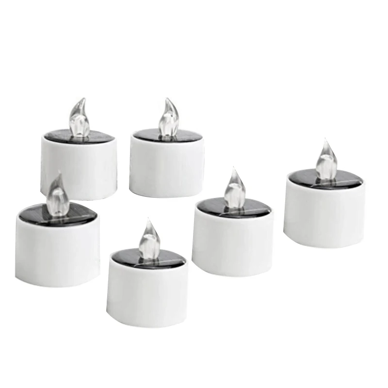 

6 Pieces Type Flicker Solar Power LED Light Candles Flameless Electronic Solar LED Nightlight Solar Energy Candle