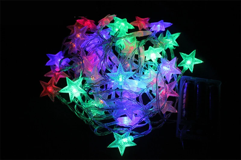Светодиодный гирлянда со звездами 2 м/5 м/10 м светодиодный Сказочный светильник Рождественские Свадебные украшения огни батарея работает мерцающие огни