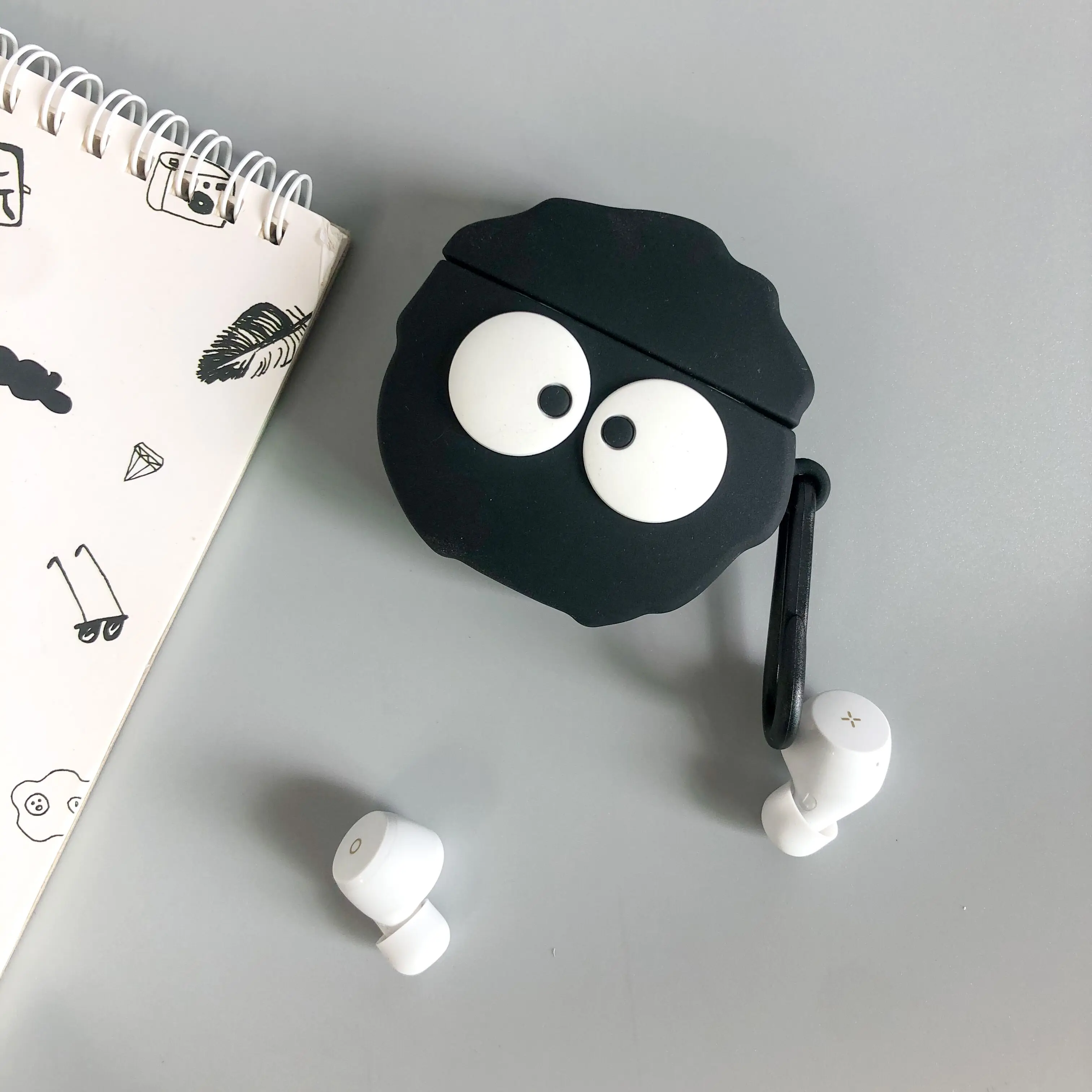 

Cartoon Cases for EDIFIER v02 Case Black Charcoal Shockproof Silicone Headphone Case for Xemal X3 Cover Charging Box Fundas