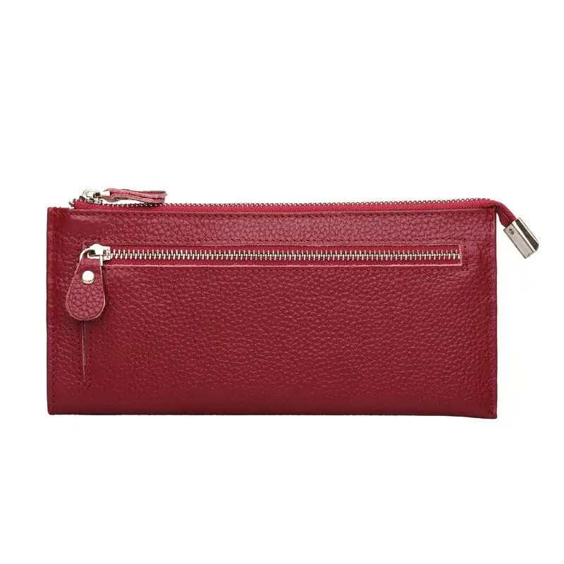 Женский кошелек из натуральной кожи, женские кошельки - Цвет: Бургундия