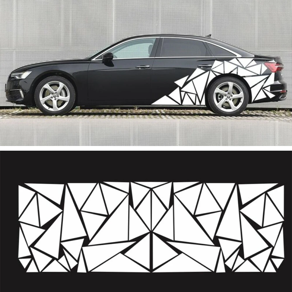 Car Exterior Stickers Freestanding Sticker White Triangles Graphics Car