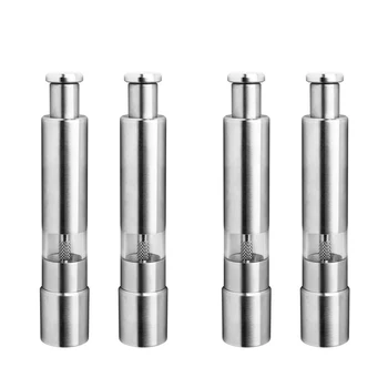 

4 Pcs Manual Stainless Steel Salt Pepper Mills Grinder Pimenta Corn Mustard Thumb Push Grinder Spice Sauce Kitchen Tools
