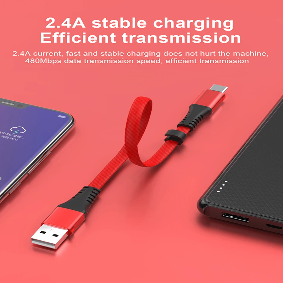 2.4A Быстрая зарядка портативный USB кабель type C Micro кабель нейлоновая оплетка type-C короткое USB зарядное устройство для samsung S9 S8 S7 0,3 м провод