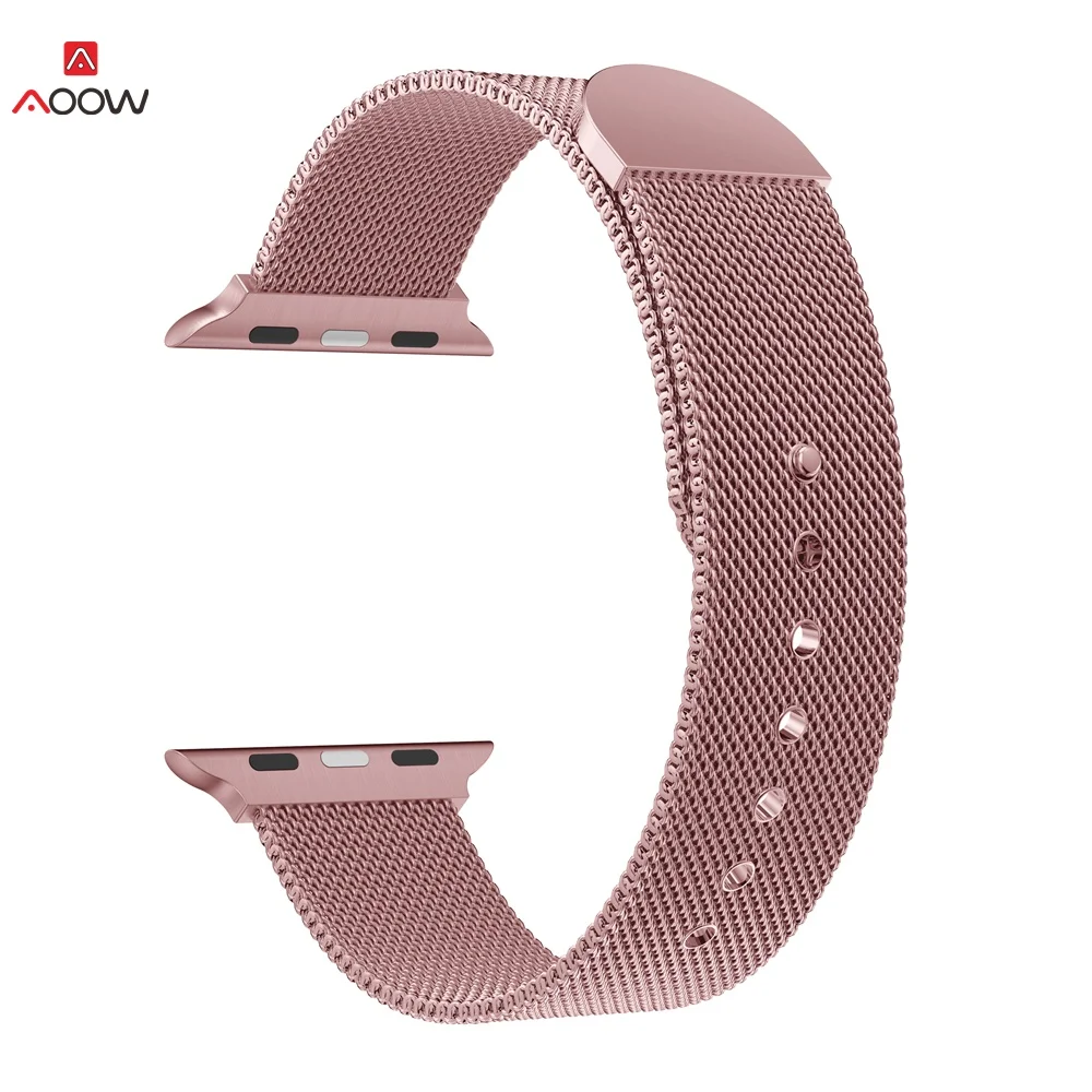 AOOW Магнитный Миланский ремешок для Apple Watch 42 мм 38 мм 44 мм 40 мм для i watch 5 4 3 2 1 ремешок из нержавеющей стали - Цвет ремешка: rosepink