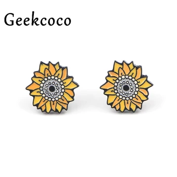 

10pairs/lot Van Gogh Sunflower Creative earrings party gift for girlfriend for birthday present Stud Earring women earring J0557