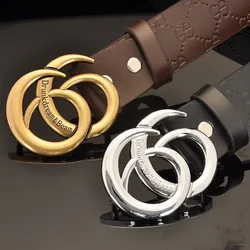 Cow Genuine Leather Belts For Man Women Designer G Buckle High Quality Luxury Brand Male Waist Strap for Jeans Waistband 3.4CM