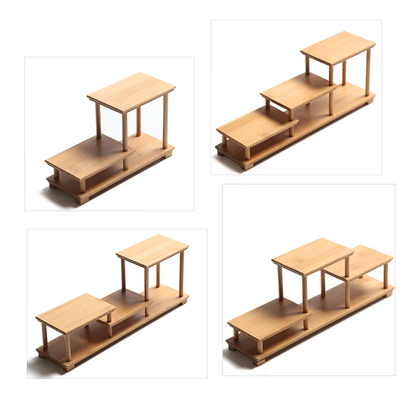 Bamboo and wood decorative shelf Used for statues, vases, tea sets, props, display stands Handmade ，Antique storage shelf