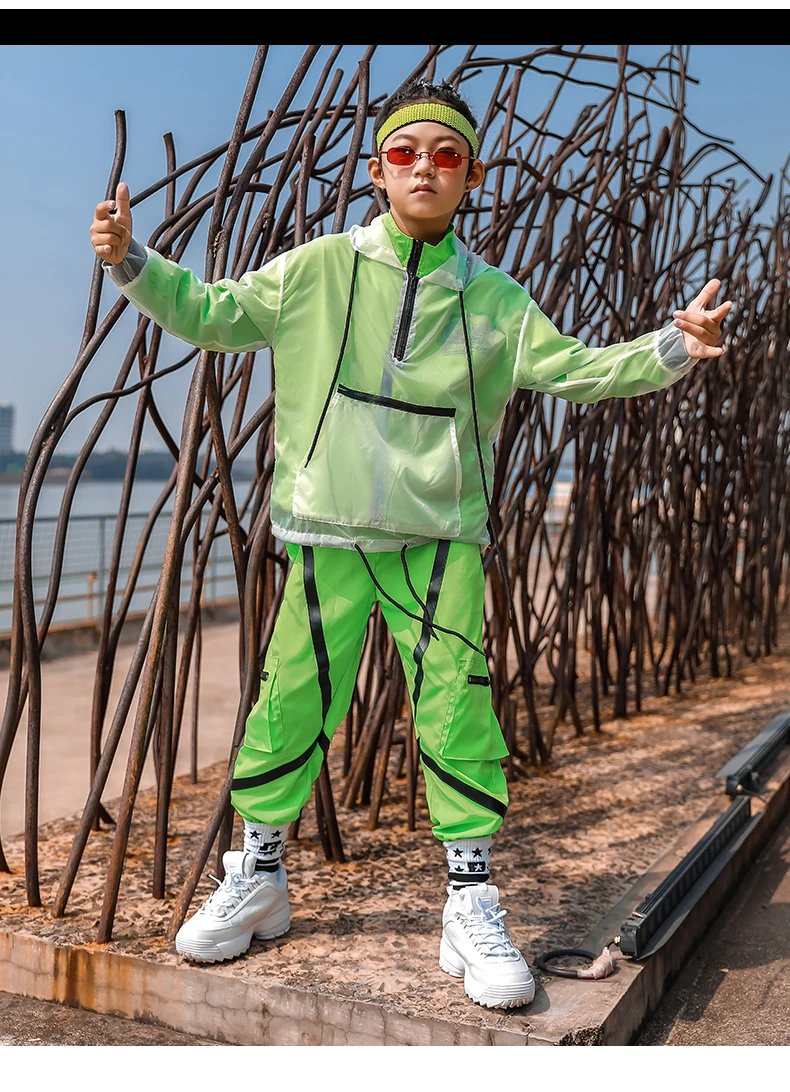 Hip hop trajes meninos moda fluorescente cor