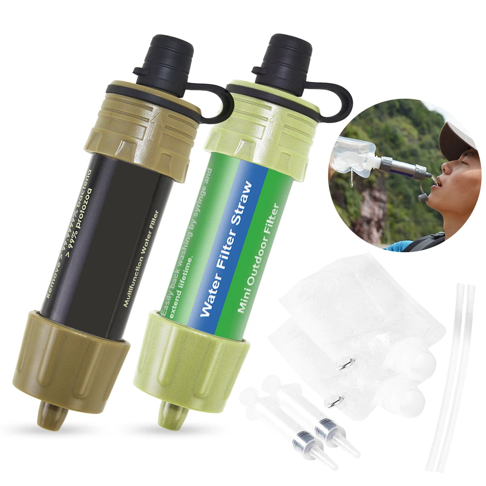 2PCS/1pc Outdoor Water Filter Straw Water Filtration System Purifier for Lightweight compact emergency water filter system