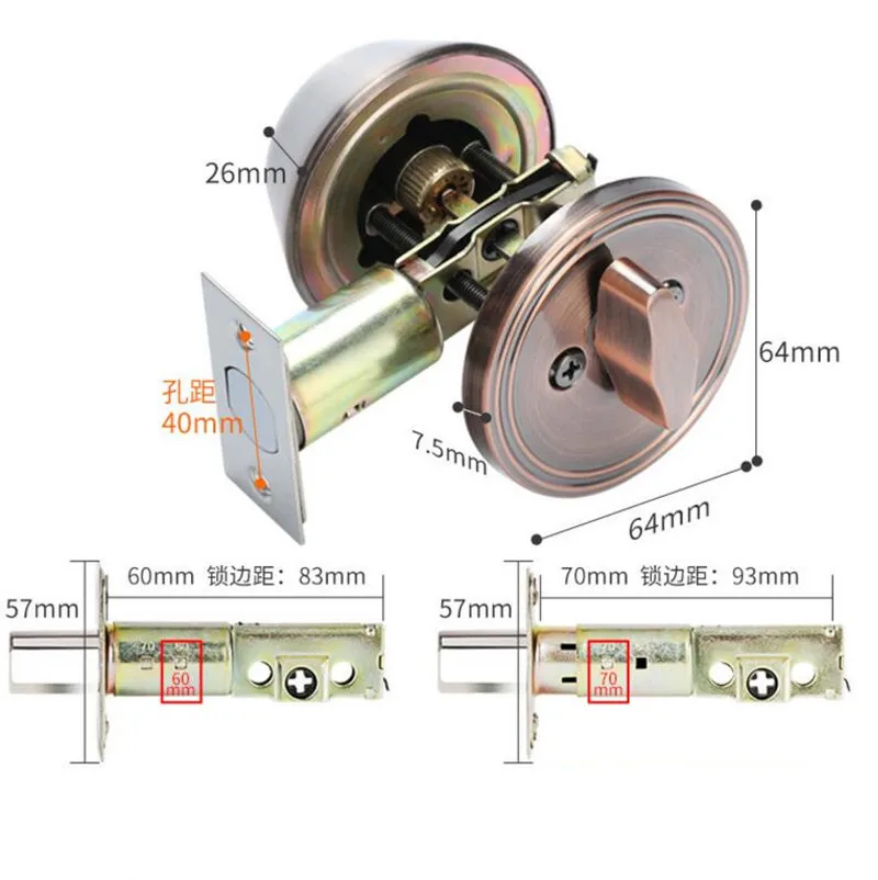 Home Hidden Stainless Steel Door Lock Handleset Single Cylinder Invisible Mechanical Bedroom Lock Hardware Accessories images - 6