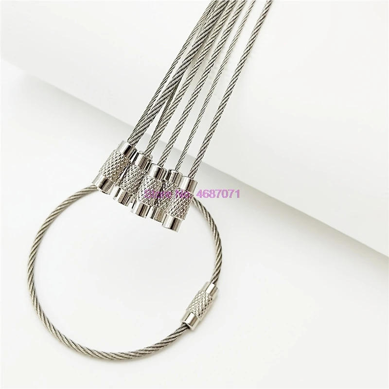 By DHL 2000pcs Cheap Wire Rope Key Chain Stainless Steel Keychain Carabiner Cable Ring Outdoor Hiking |
