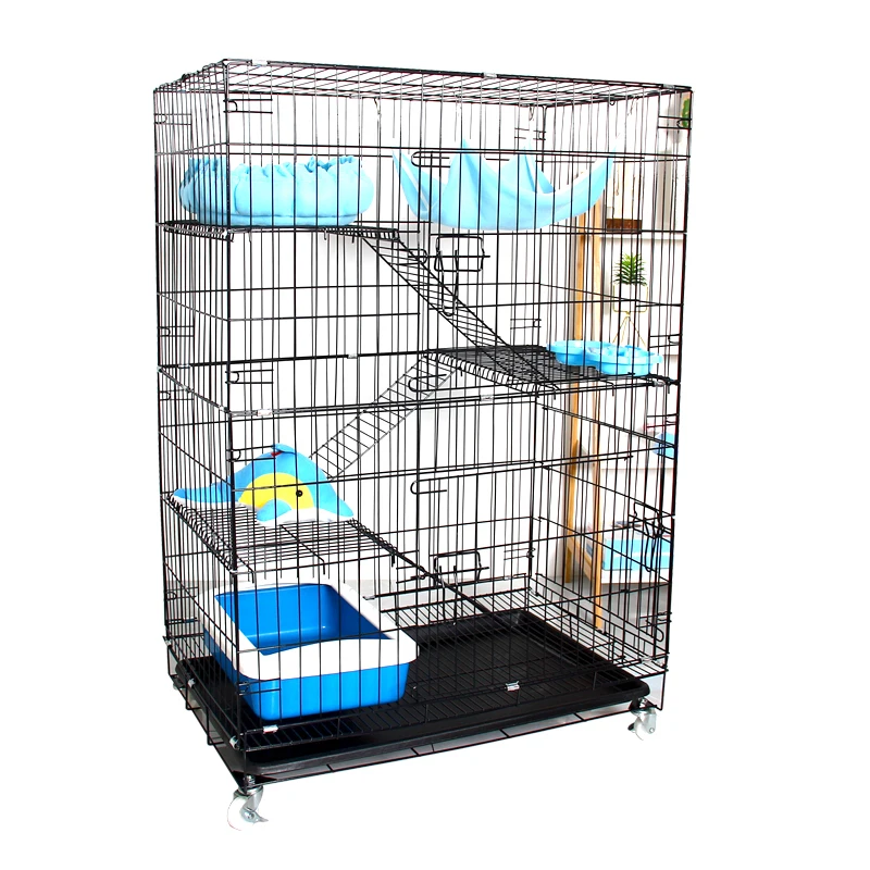 85x60x70cm THREE LAYERS LARGE price Pet cat cage villa indoor 3-tiers folded cattery articles cat house With roller