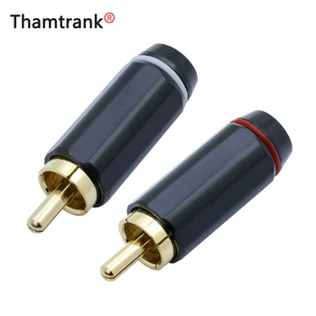 

100pcs/lot RCA Connector Gold Plated RCA Male Plug High Quality Speaker Jack Plug RCA Cable Wire Connector 5 Pairs Red+White