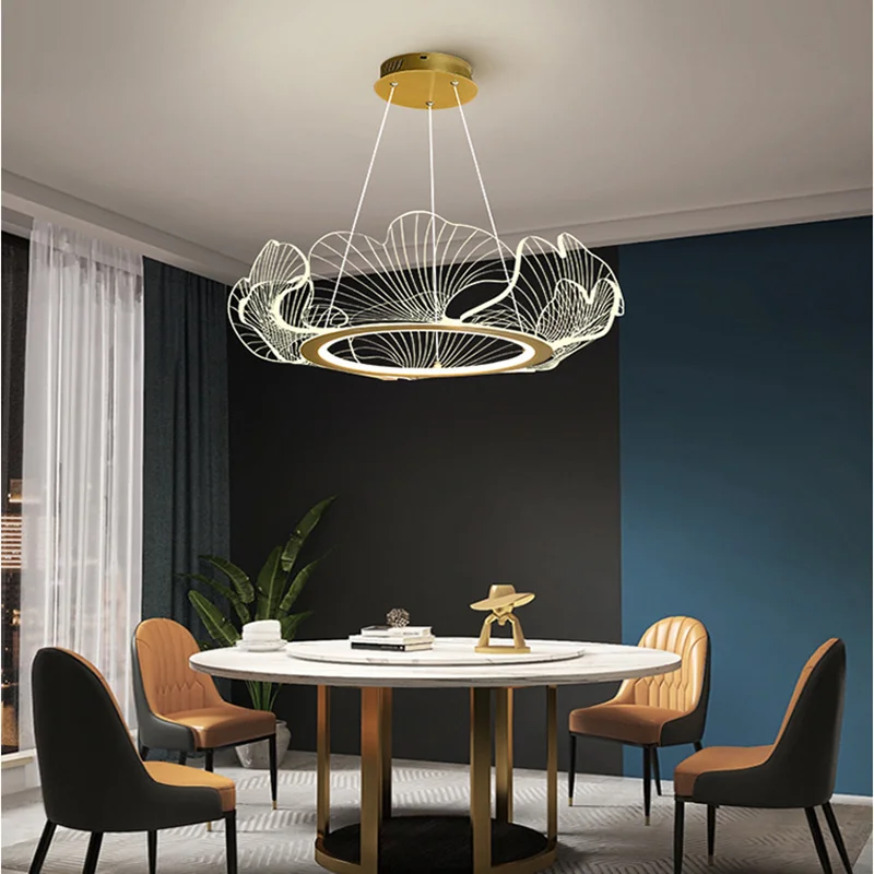 Nordic Metal Luminous Pendant Light Bedroom Living Dining Room Lamp Chandelier 