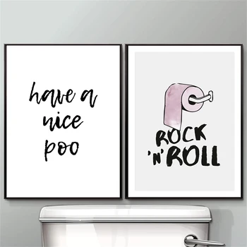

Funny Toilet Poster Bathroom Wall Art Prints Rock and Roll Minimalism Canvas Painting Quote Have a nice poo WC Sign Home Decor
