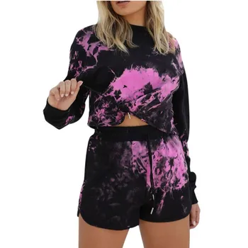 

New Summer Print Women Sets Cropped Tops Shorts Set 2 Pieces 2019 New Women Tracksuit Cotton Blend T Shirts Shorts