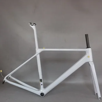 

EPS technology toray T1000 carbon fiber BB86 custom white paint V brake road frame FM008