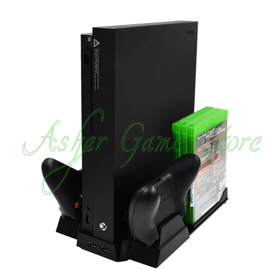 Вертикальная подставка для XBOX One X 2 зарядных док станции охлаждающих вентилятора