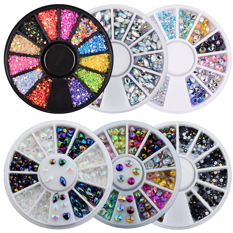 

Glitter Nail Rhinestones Mixed Sizes AB Color Irregular Beads for 3D Nail Art Decorations Nail Art Gems Stone Crystals Diamonds