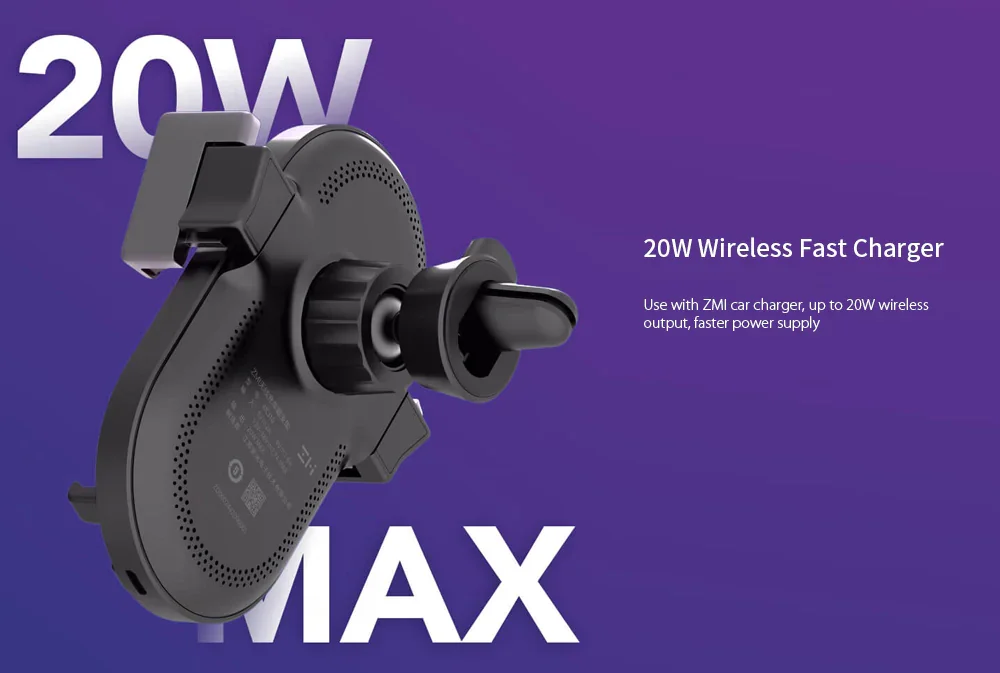 ZMI Kits 20W Wireless Car Charger Phone Holder WCJ10 Fast Charging For iPhone 11 Xiaomi Mi 9 Samsung 360 Degree Phone Holder ZMI Kits 20W Wireless Car Charger Phone Holder WCJ10 Fast Charging For iPhone 11 Xiaomi Mi 9 Samsung 360 Degree Phone Holder
