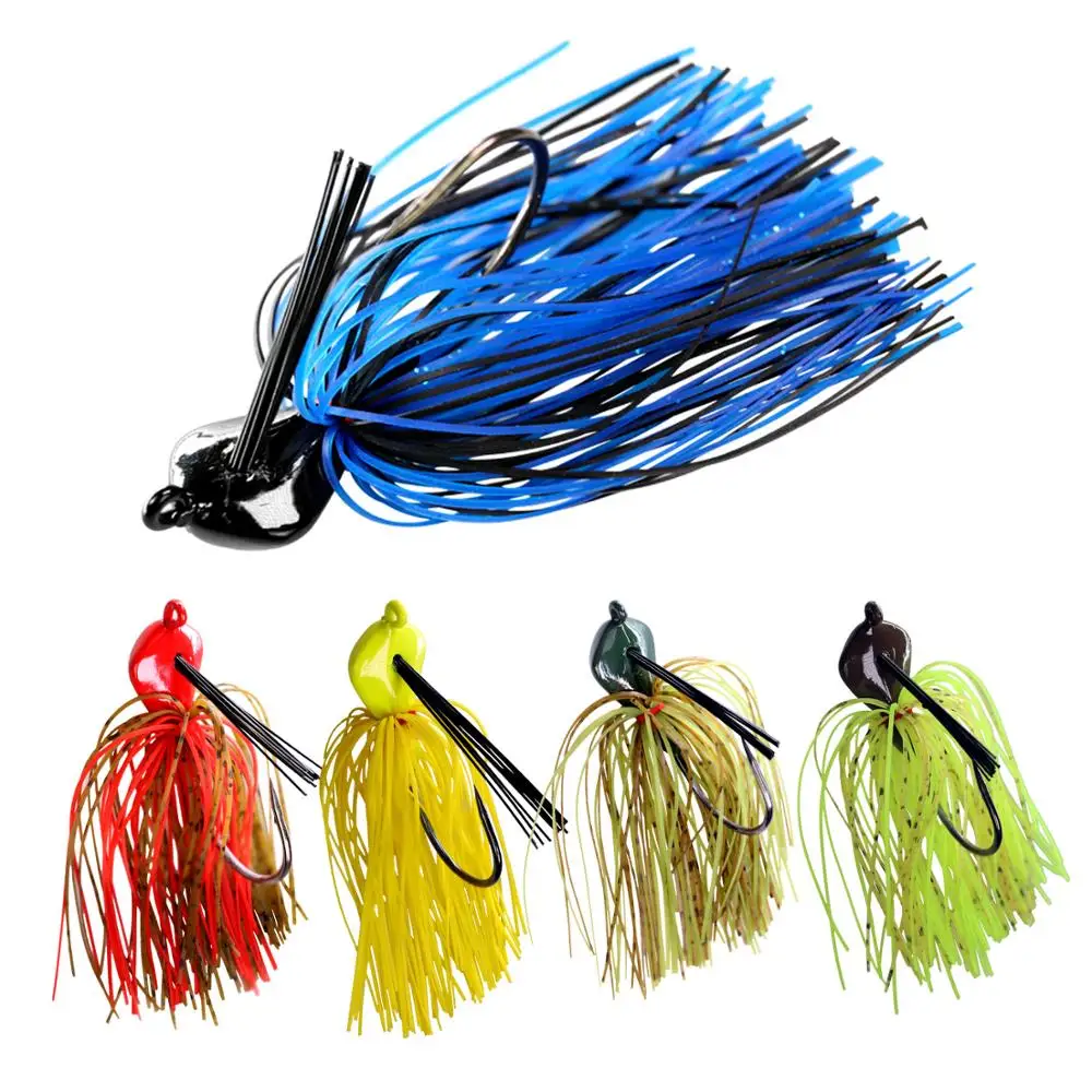  1Pcs Fishing Jig Lure 19g Artificial Bait Mixed Colour Skirt Rubber Fishing Jigs Bait Head Swim Bas