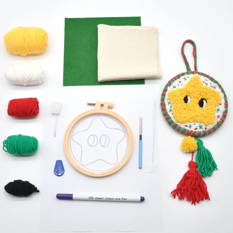 Easy DIY Embroidery Needle Punch Hoop Kit  for Beginner Christmas Decoration Embroidery Needlework Work  Handmade Sewing Kits